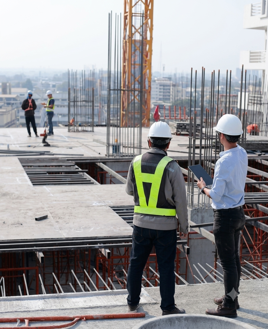Equipe técnica da Construtorre Engenharia em canteiro de obras